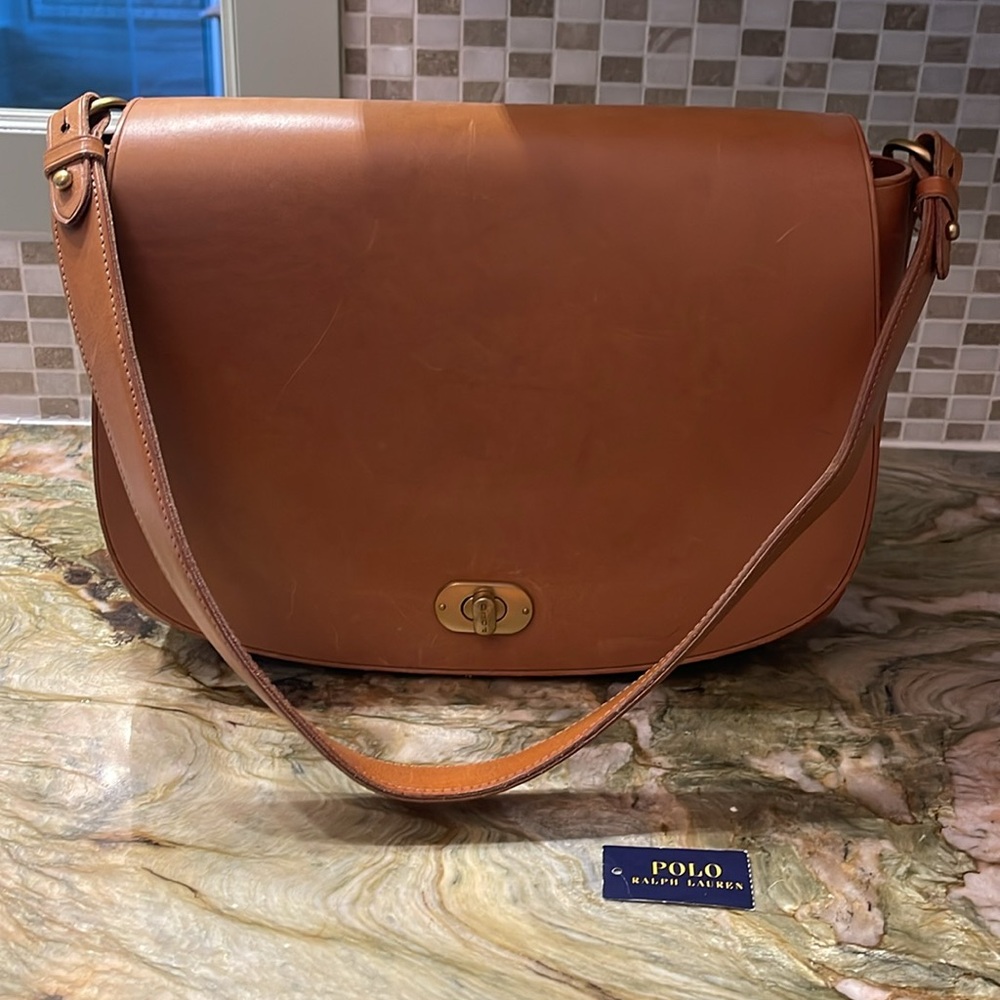 POLO Ralph Lauren Tan Saddle Leather Shoulder Bag